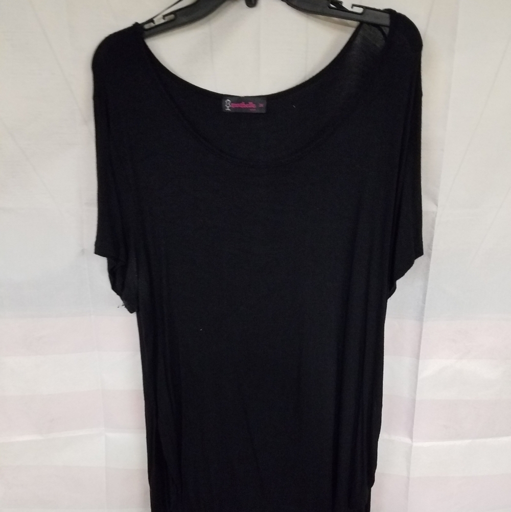 Annabelle 2X Black Cap Sleeve Tunic